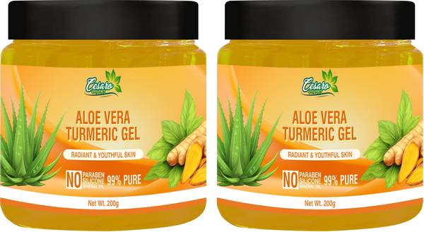 Cesaro Organics Aloe Turmeric Gel with Aloe Vera, Turmeric & Vitamin A, B, D, E for Skin & Hair