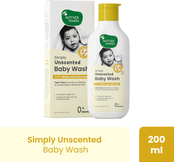 Mother Sparsh Simply Unscented Baby Wash With Natural Oatmeal,Tear Free Formula for Newborn's