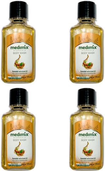 MEDIMIX Ayurvedic Bodywash Sandal with Eladi Oil Shower Gel Pack of 4