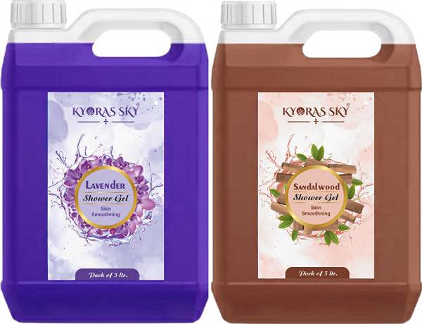 KYORAS SKY LAVENDER,SANDAL Body Wash with Glycerine For Soft Skin,Refill Pack - 10Liter