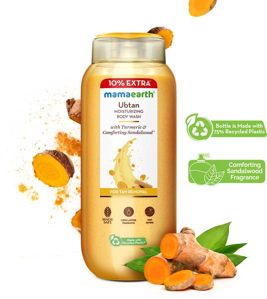 Mamaearth Ubtan Moisturizing Body Wash with Turmeric & Saffron for Tan Removal