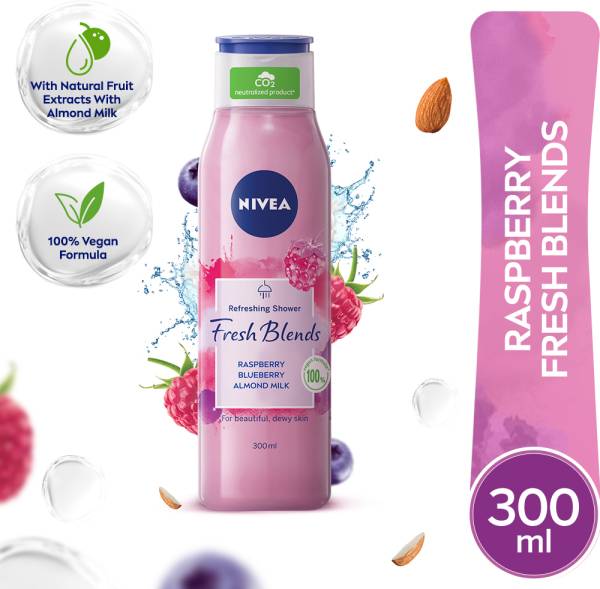 NIVEA Fresh Blends Raspberry (300 ml), with Natural Fruit Extracts, Vegan Body wash