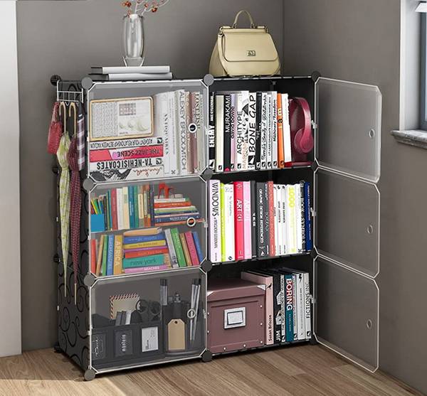 Sasimo Plastic Metal 6 Shelf Book Organiser Metal Open Book Shelf