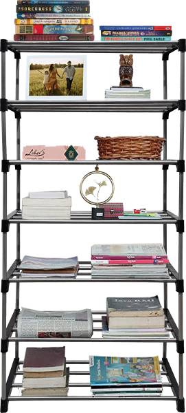 URBAN CHOICE 7 Layer Metal Book Shelf Stand Book Rack for Study Room Home Library Office Metal Open Book Shelf