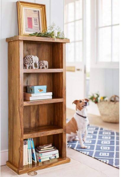 WOODTREND Solid Sheesham Wood Book Shelf | Book Shelves Open Bookcase Multiple Shelf Solid Wood Open Book Shelf