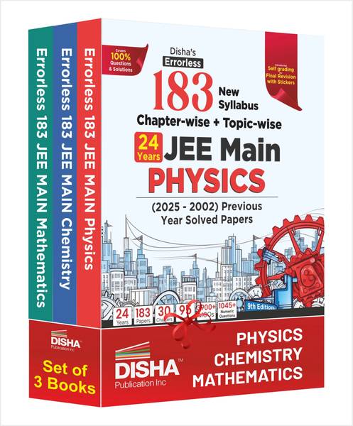 Disha's 183 New Syllabus Chapter-wise & Topic-wise JEE Main Physics, Chemistry & Mathematics (2025 - 2002) Previous Year Solved Papers 9th Edition | N...