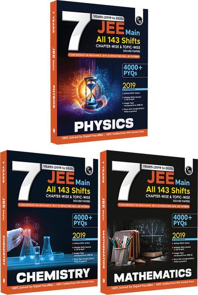 PW JEE Main 7 Years (2019-2025) Physics, Chemistry, Mathematics PYQs Combo Set of 3 Books For 2026