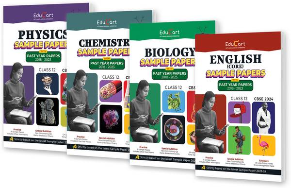 Educart CBSE Class 12 Sample Papers Bundle - Physics, Biology, Chemistry & English 2023-24 (Introducing Revision Maps and Past Year Papers) 2024 - sam...
