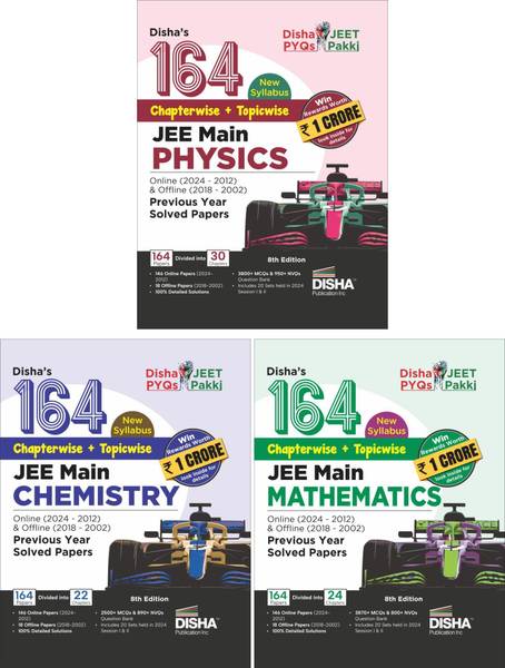 Disha's 164 New Syllabus Chapter-wise + Topic-wise JEE Main Online (2024 - 2012) & Offline (2018 - 2002) Physics, Chemistry & Mathematics Previous Yea...