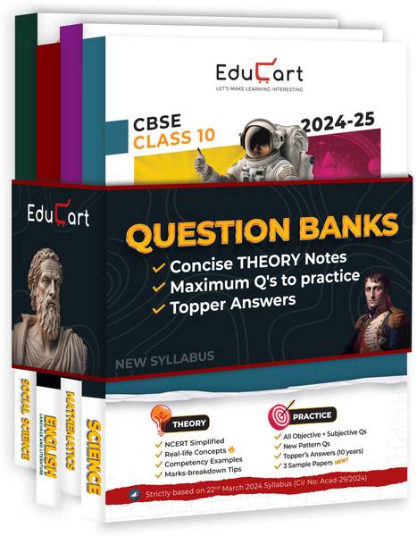 Educart CBSE Class 10 Question Bank Science, Mathematics, Social, Science & English 2024-25 Bundle (Set of 4 Books) For 2025 Board Exams - Class 10 Qu...