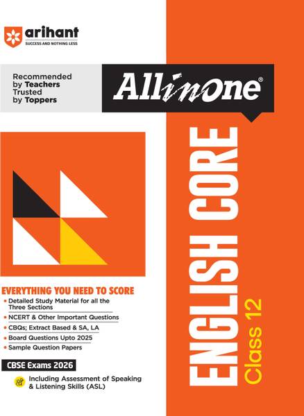 Arihant All in One English Core Class 12 for CBSE Exams 2025-26 | Revised Edition as per latest syllabus | Detailed Study Material for all Three Secti...