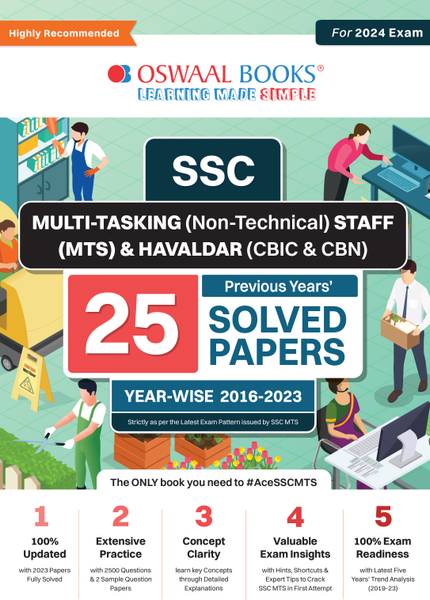 Oswaal SSC Multi-Tasking (Non-Technical) Staff (MTS) & Havaldar (CBIC & CBN) |25 Previous Years' Solved Papers | Year-Wise 2016 To 2023 | For 2024 Exa...