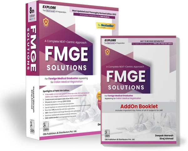 FMGE SOLUTIONS 8th edition with FREE AddON Booklet For Foreign Medical Graduates Appearing for Indian Medical registration (SET of 2 Books)