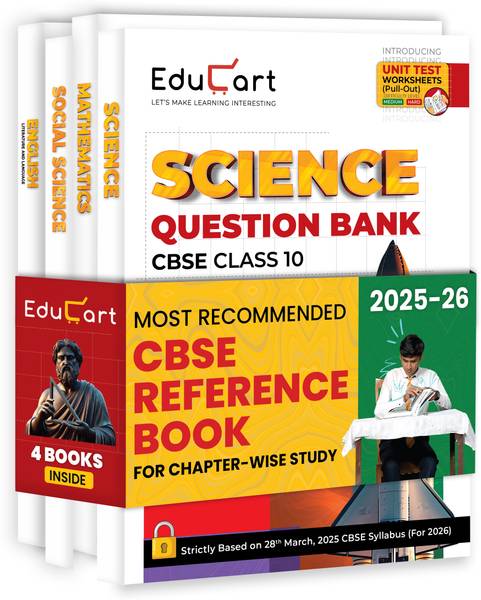 Educart CBSE Question Bank Class 10 Bundle - Science, Mathematics, Social Science and English on New Syllabus 2025-26 (Introducing Unit Test Worksheet...