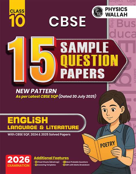 PW CBSE 15 Sample Question Papers Class 10 English For 2026 Board Exam New pattern