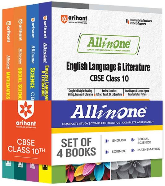 All In One Class 10th Science, Mathematics, Social Science, English for CBSE Exam 2025 (Set of 4 Books)