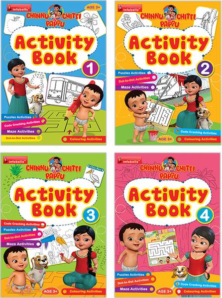 Chinnu, Chitti, Pappu Activity Set of 4 Books - Learning Practice Improving Book for Children