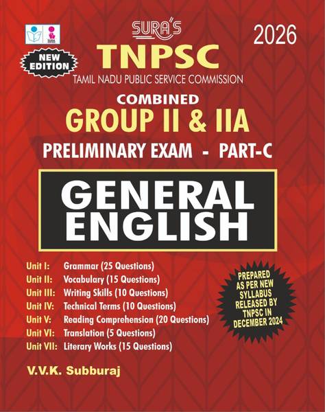 SURA`S TNPSC Combined Group II & IIA General English Preliminary Exam Part C Exam Book Guide 2025