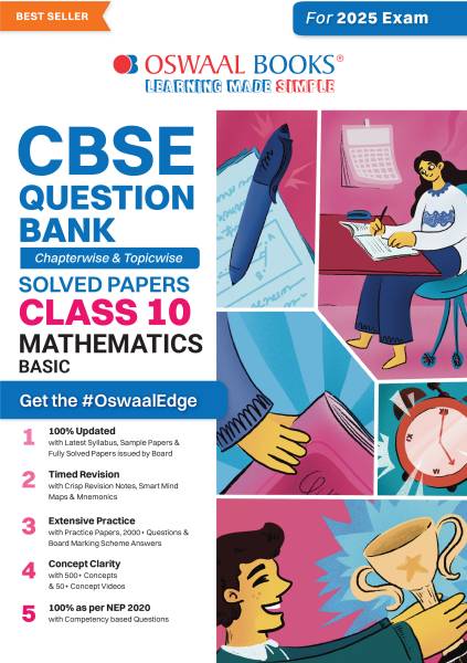 Oswaal CBSE Question Bank Class 10 Mathematics Basic Hardcover Book, Chapterwise and Topicwise Solved Papers For Board Exams 2025