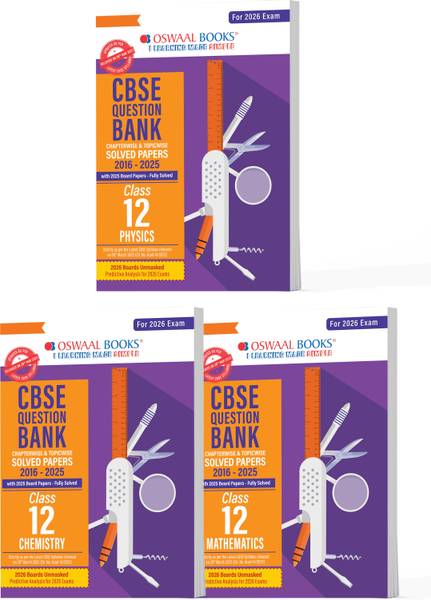 Oswaal CBSE Question Bank Class 12 Set of 3 Books Physics, Chemistry and Maths Chapterwise & Topicwise Solved Papers | For 2026 Board Exams