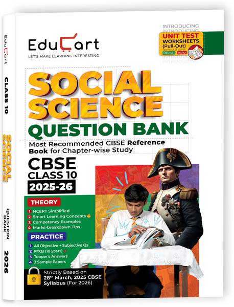 Educart CBSE Question Bank Class 10 Social Science 2025-26 on new Syllabus 2026 (Introducing Unit Test Worksheets)