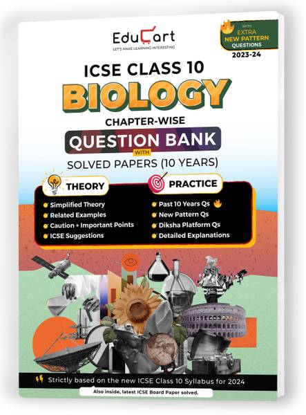 Educart ICSE Class 10 Question Bank + Solved Paper 2024 Biology (based on 17th June'23 Specimen Paper) for 2023-24  - icse class 10 question bankicse...