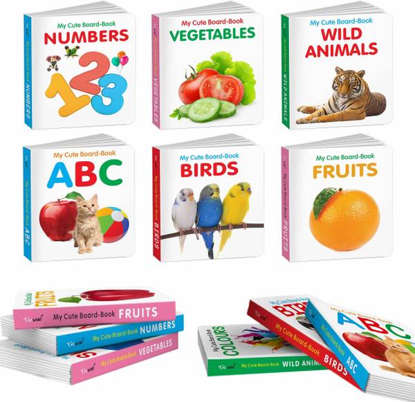 Pocket Books Set of ABC, Numbers, Fruits, Vegetables, Wild Animals, Bi