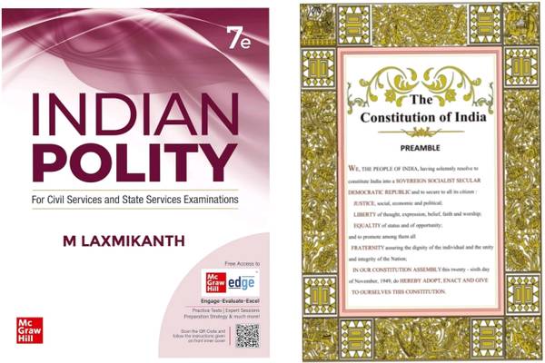 Indian Polity M Laxmikant 7th Edition + Preamble of India (Combo of 2)