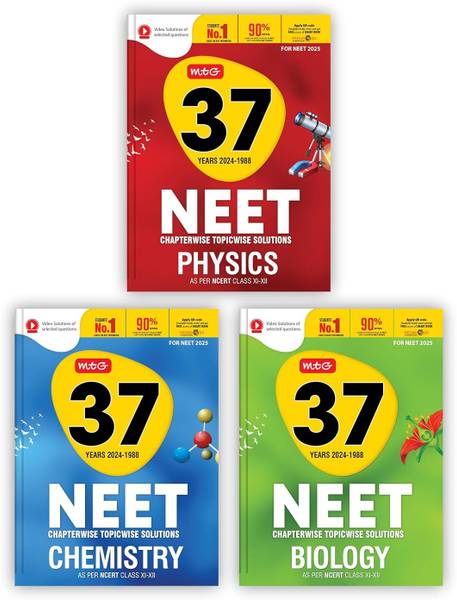 MTG 37 Years NEET Previous Year Solved Question Papers with NEET PYQ Chapterwise Topicwise Solutions Physics, Chemistry, Biology For NEET 2025 Exam