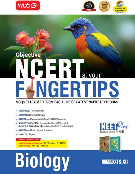MTG Objective NCERT at your FINGERTIPS Biology For 2025-2026 Exam - NCERT NEET Trend Indicator, HOTS MCQs, Rank Predictor & Notes with HD Pages | NEET...