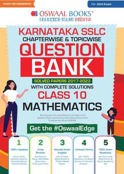 Oswaal Karnataka SSLC Question Bank Class 10 Mathematics Book Chapterwise & Topicwise (For 2024 Exam)