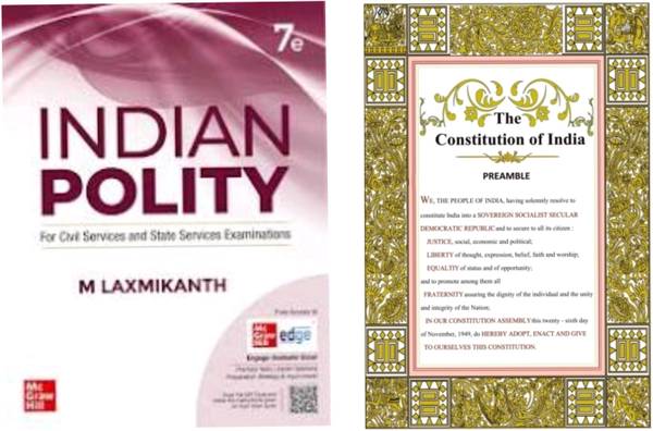 Indian Polity M Laxmikant+ Preamble of India (Combo of 2)