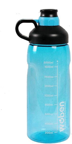 Crevice Woben Sport Large Capacity 2 L Leak proof Fitness Sports PET Water Bottle 2000 ml Bottle