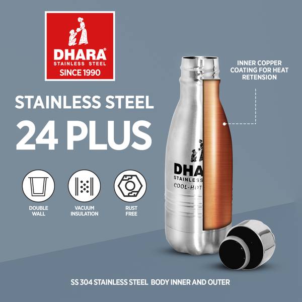 Dhara Stainless Steel 24 PLUS Vacuum Insulated Thermosteel Water Bottle 250 ml Flask