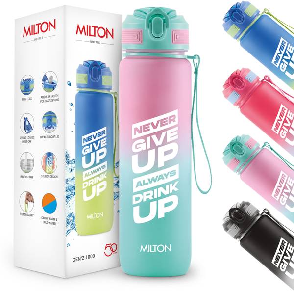 MILTON Gen'Z Water Bottle(Never Give Up) with Straw 1000 ml Sipper