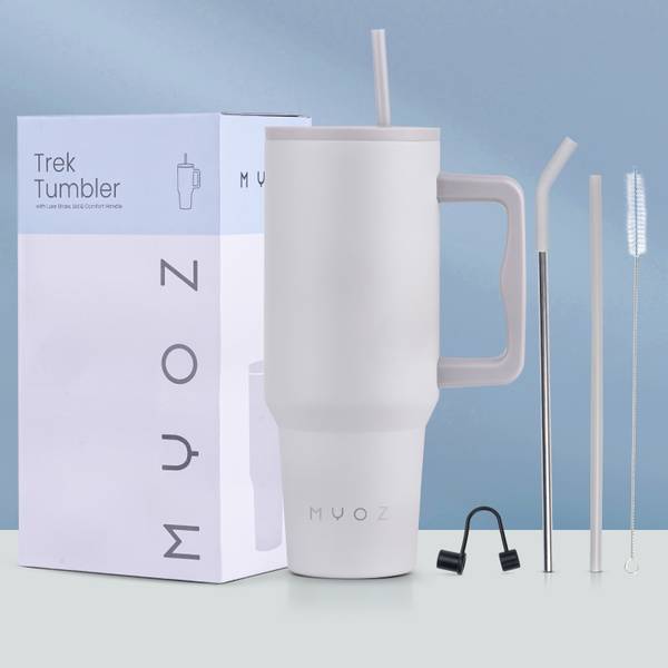 MYOZ Stainless Steel Vacuum Double Insulated Tumbler with Lid, Cap, Handle & Straw 1200 ml Bottle