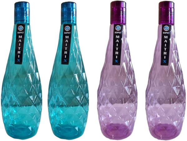 Amrit Maitri Water bottle for fridge set of 4 Multi Colour BPA Free 1 Liter 1000 ml Bottle
