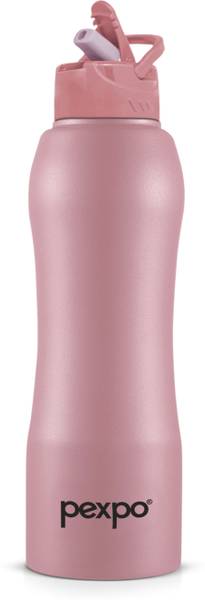pexpo Belly Stainless Steel Water Bottle with Straw Lid Sipper Cap 750 ml Bottle