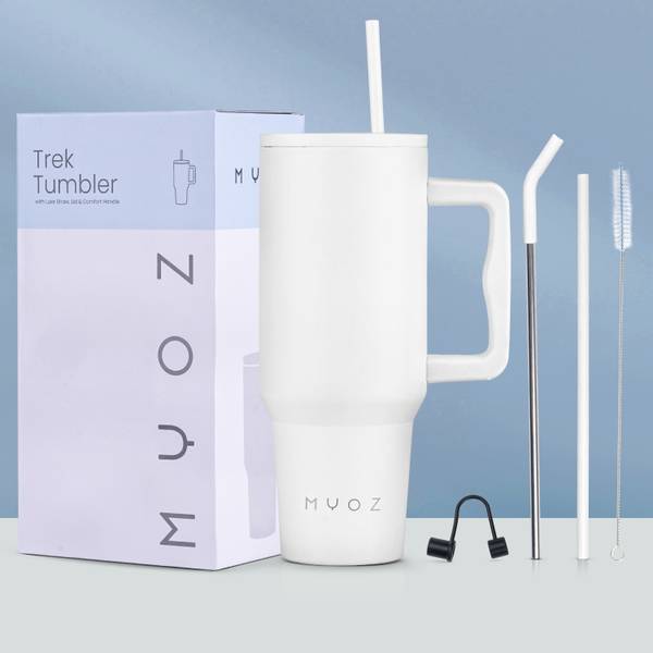 MYOZ Stainless Steel Vacuum Double Insulated Tumbler with Lid, Cap, Handle & Straw 1200 ml Bottle