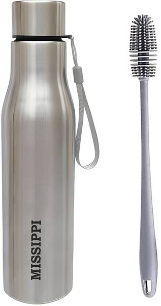 MISSIPPI Stainless Steel 1000 ml Side Rope Single Wall Water bottle + Bottle Brush 1000 ml Bottle