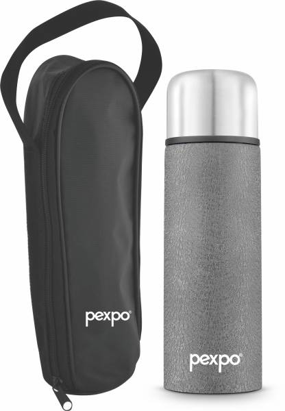pexpo Thermosteel Vacuum Flask, 18 Hrs Hot and Cold with Zipper Bag Flip-Pro 1000 ml Flask