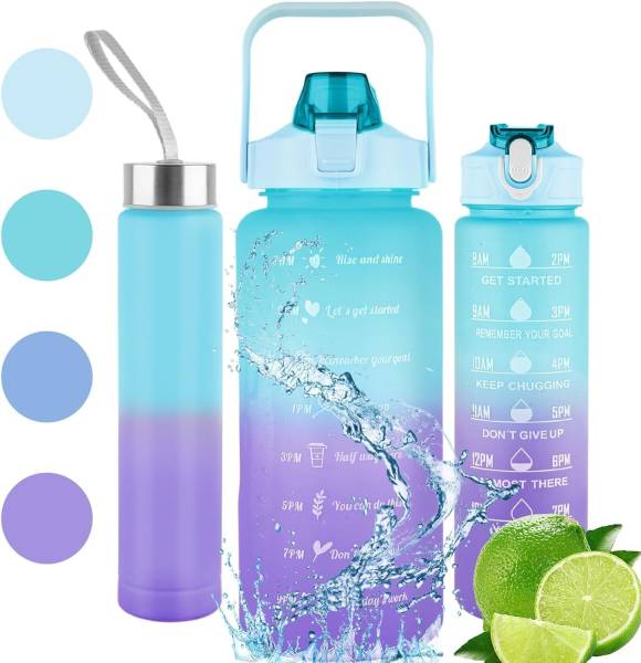 SMONI Leakproof Durable Unbreakable Tritan Water Bottle with Motivational Time Marker 2000 ml Bottle