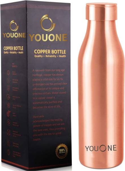 Youone 100% Pure Copper Water Bottle Leak Proof for dining (1 LTR ) 1000 ml Bottle 1000 ml Bottle