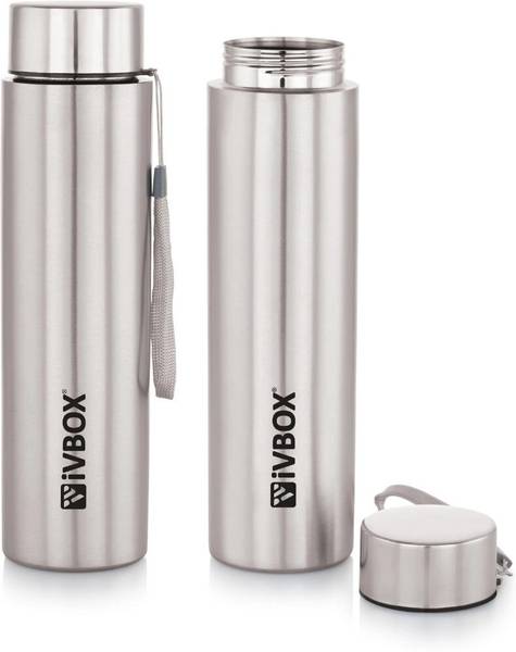 iVBOX Rex-1Ltr Single Wall 304-Grade Steel Leak-Proof Fridge/Gym/Home/Office Water 1000 ml Bottle