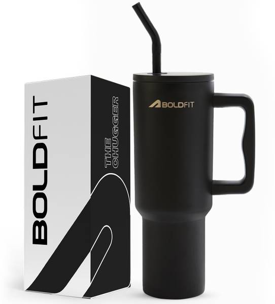 BOLDFIT Tumbler with Straw Insulated Tumbler with Lid Hot & Cold with Handle Cup Steel 1200 ml Bottle