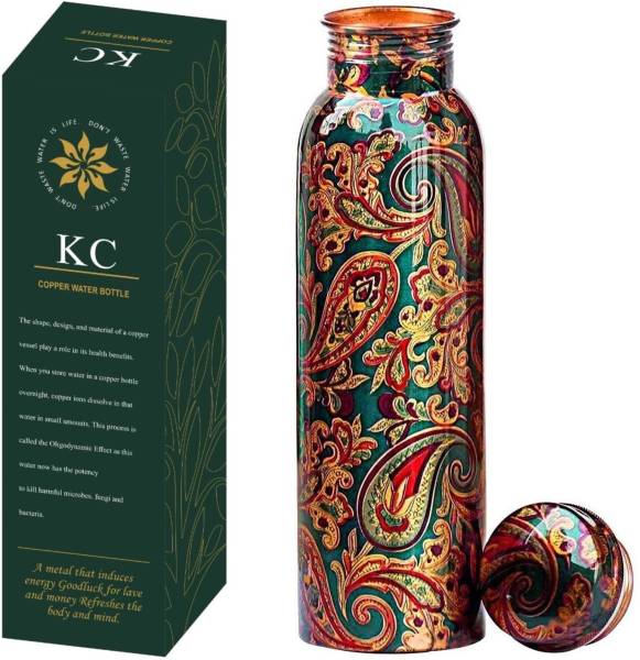 KC Pure Copper Water Bottle with Unique Print Designing And Copper Health Benefits 1000 ml Bottle