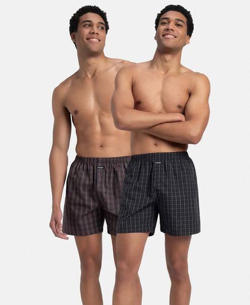 JOCKEY 1222 Super Combed Mercerised Cotton Woven Checkered Men Boxer