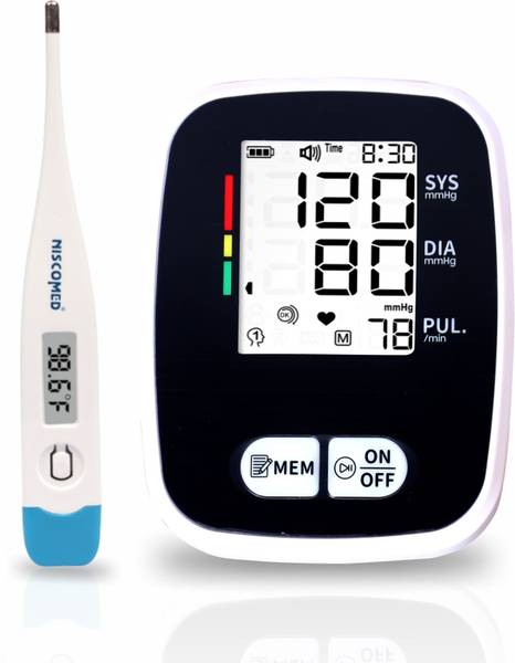 NISCOMED PW-221 Fully Automatic Portable Digital Bp Monitoring Machine With Digital Thermometer with Intellisense Technology For Most Accurate Measure...