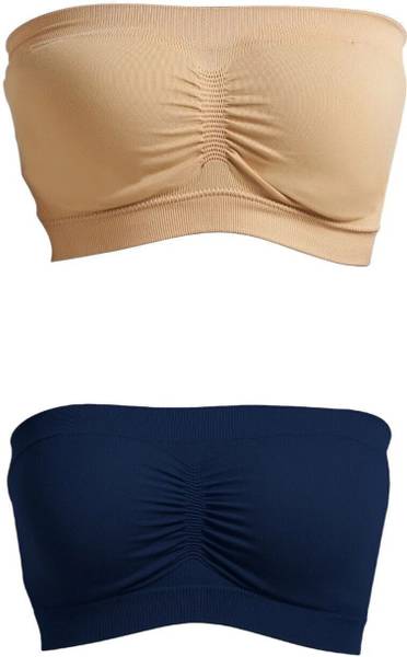 MUNNS & MARS Non Padded Seamless Tube Bra Combo - Beige & Navy Blue Women Bandeau/Tube Non Padded Bra
