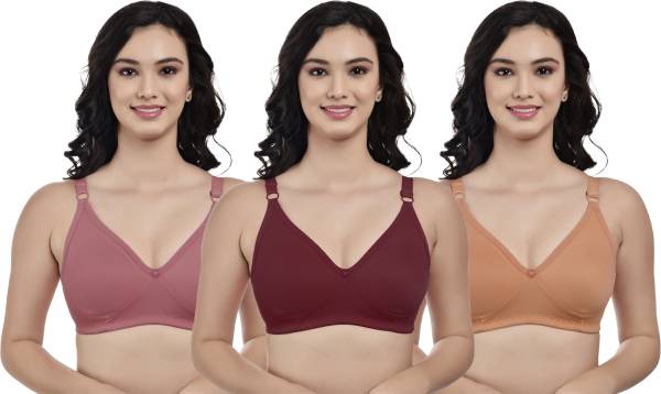 BOOMSHY Women Non Paded Bra Combo Pack of 3 (Multicolor) Women Everyday Non Padded Bra